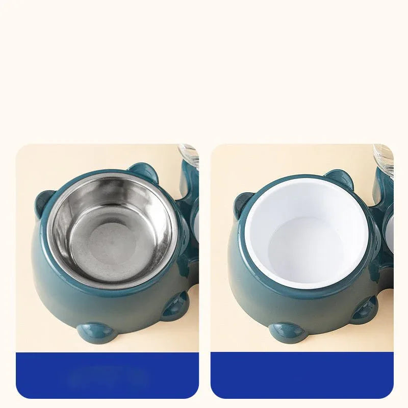 Pet Double Cat Dog Food And Water Bowl