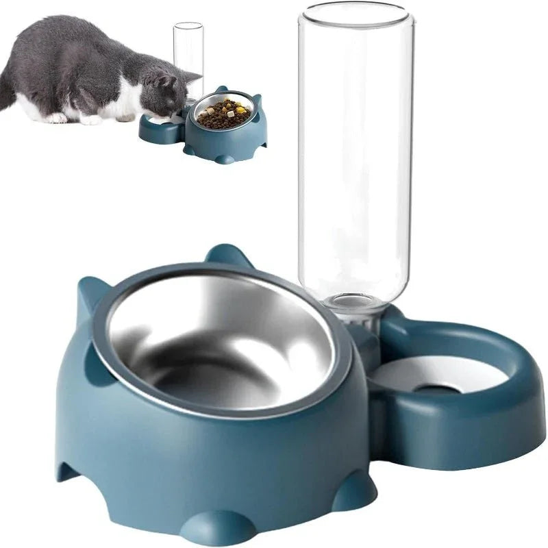 Pet Double Cat Dog Food And Water Bowl