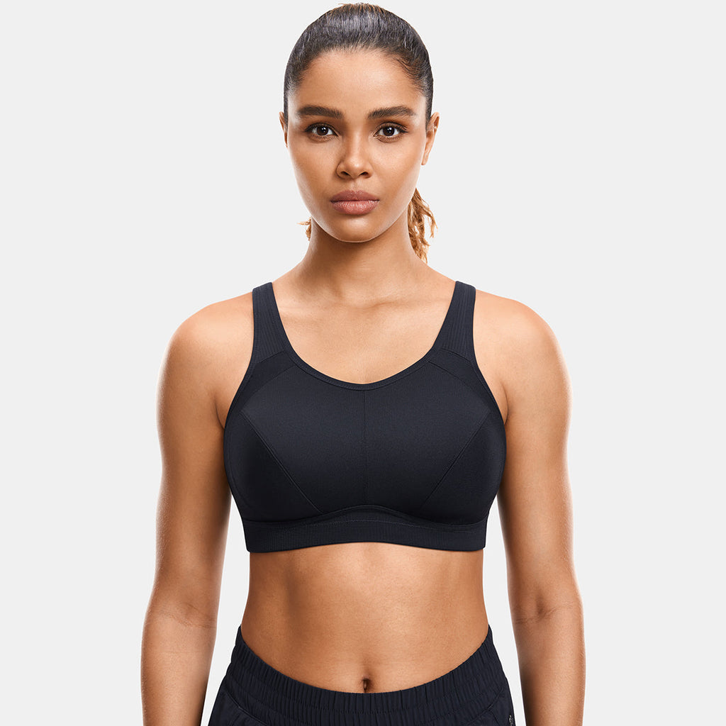 Plus Size High Support Full Coverage Padded Black Wireless Bra-0