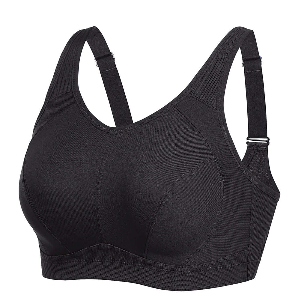 Plus Size High Support Full Coverage Padded Black Wireless Bra-3