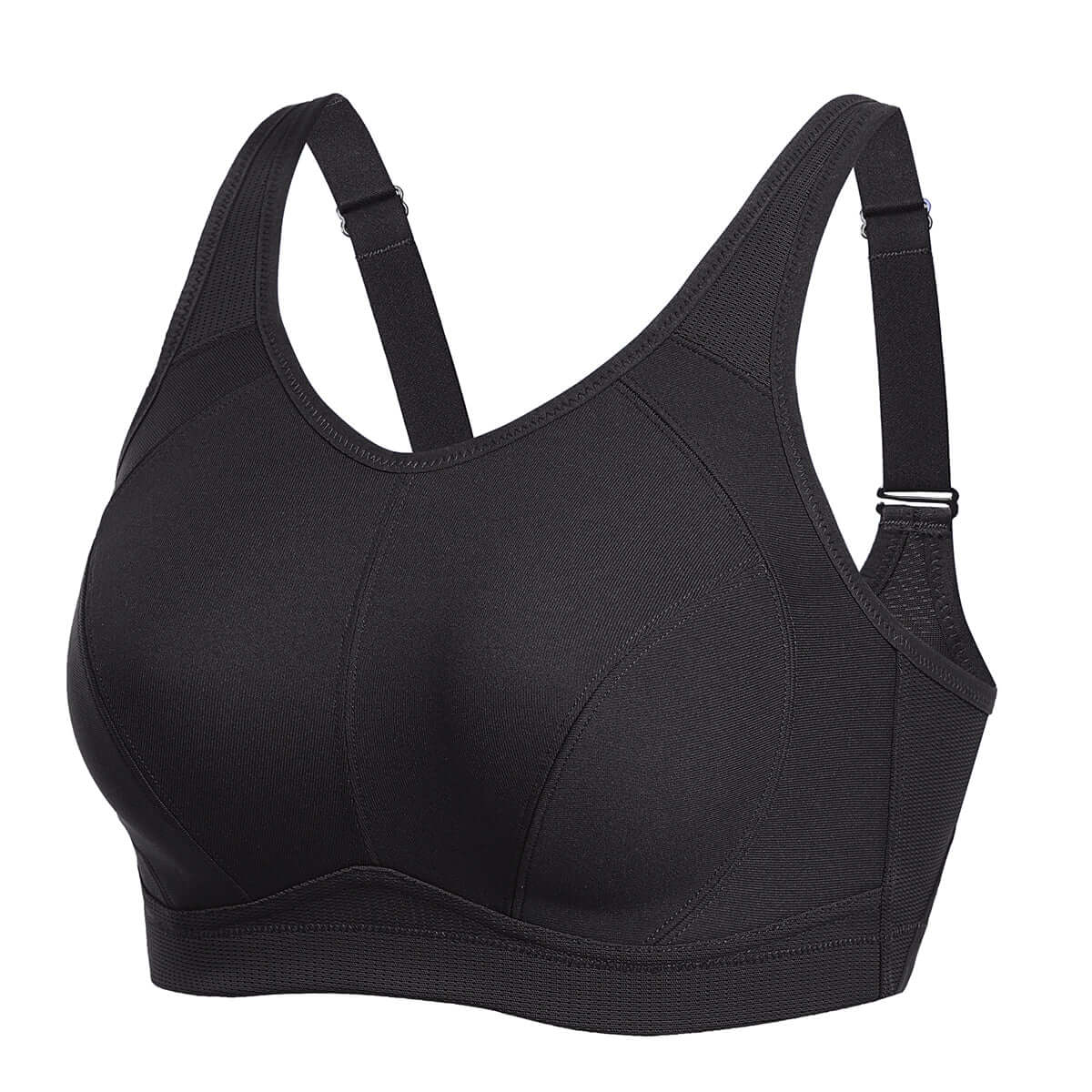Plus Size High Support Full Coverage Padded Black Wireless Bra-3