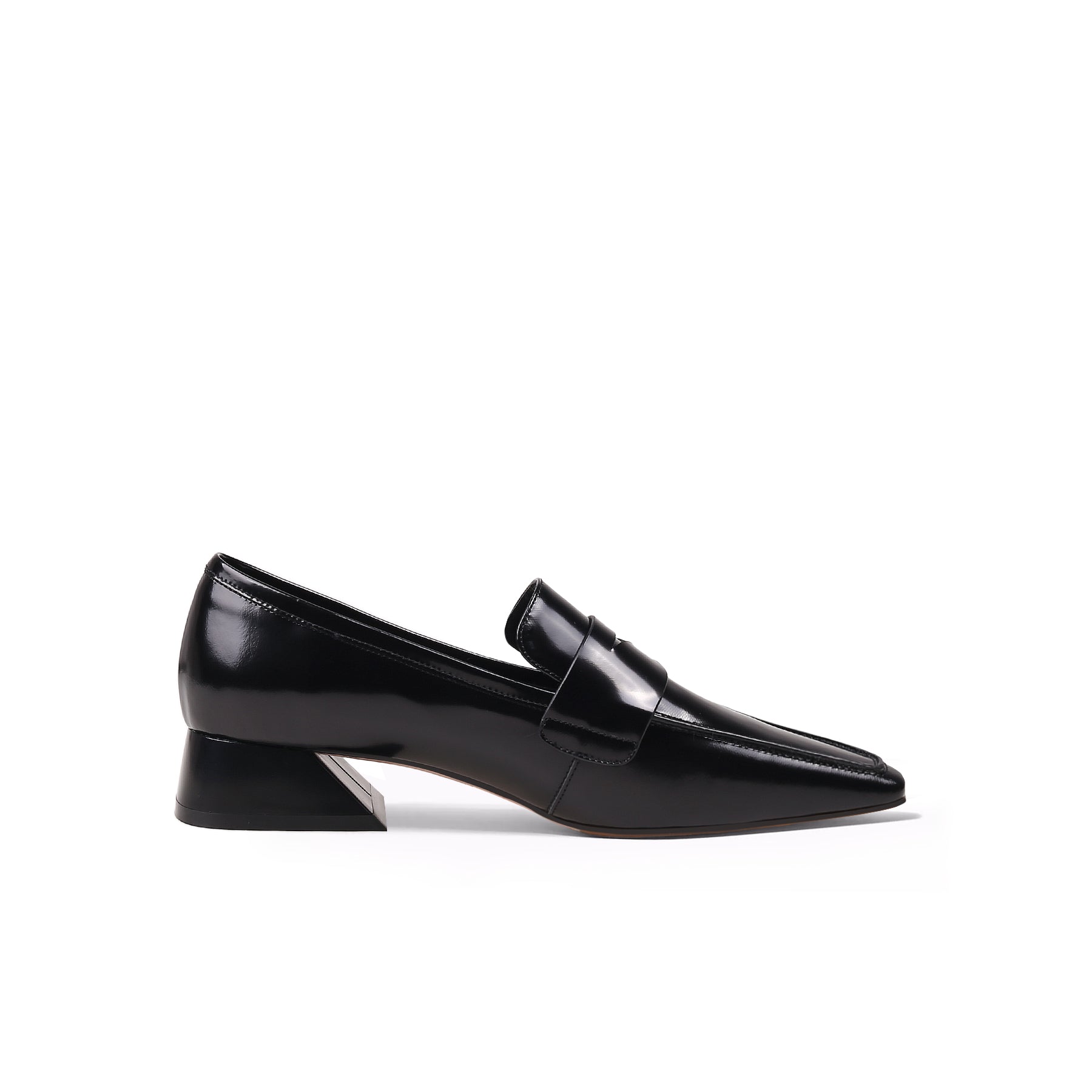 Pointed Toe Trapezoid Heel Loafers-2