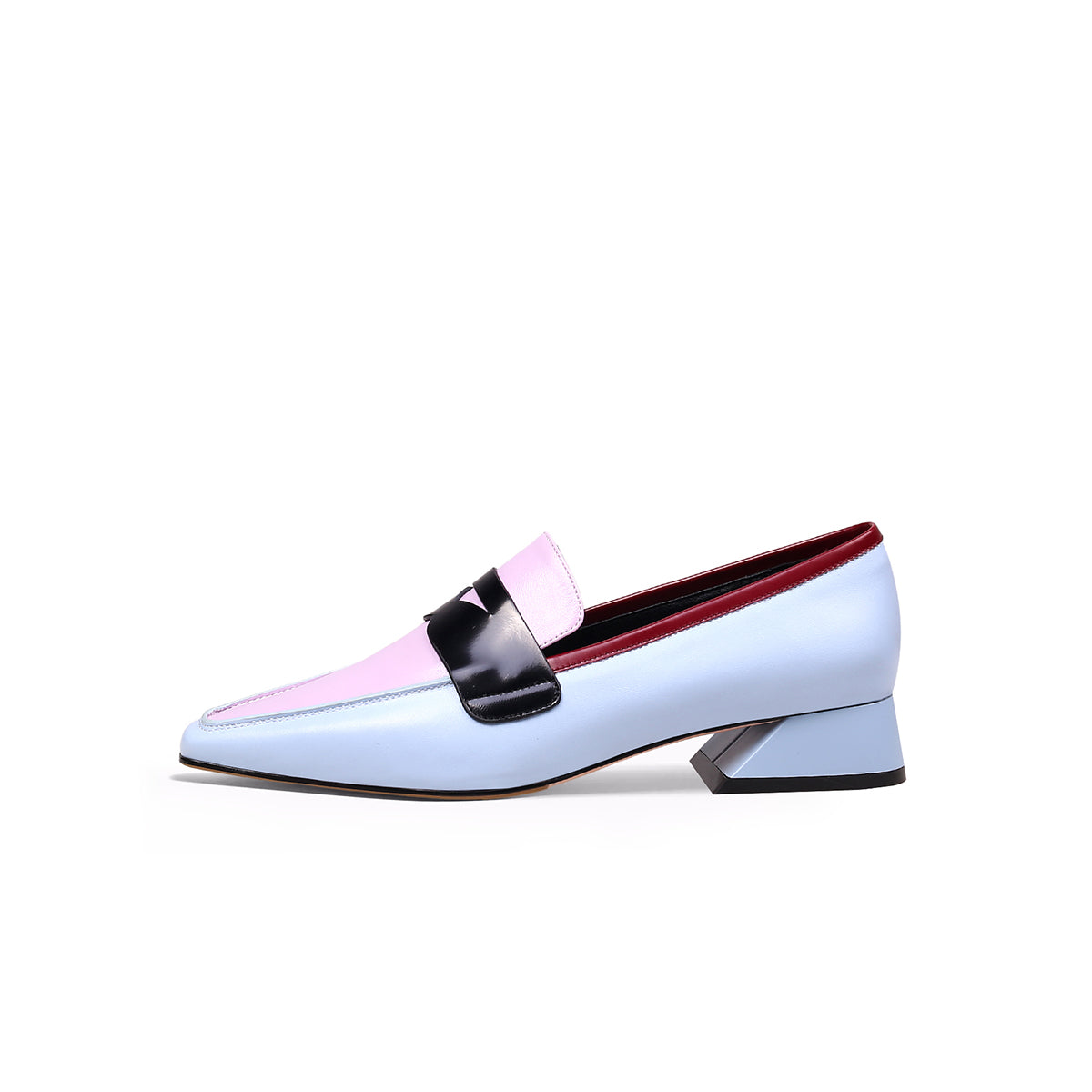 Pointed Toe Trapezoid Heel Loafers-5