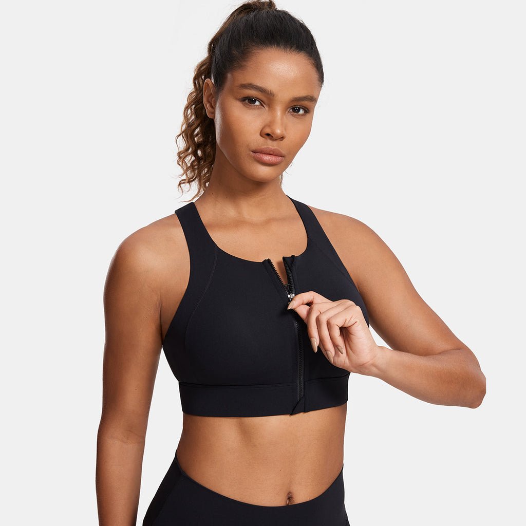 Power On Zip Front Racerback High Impact Sports Bra-1