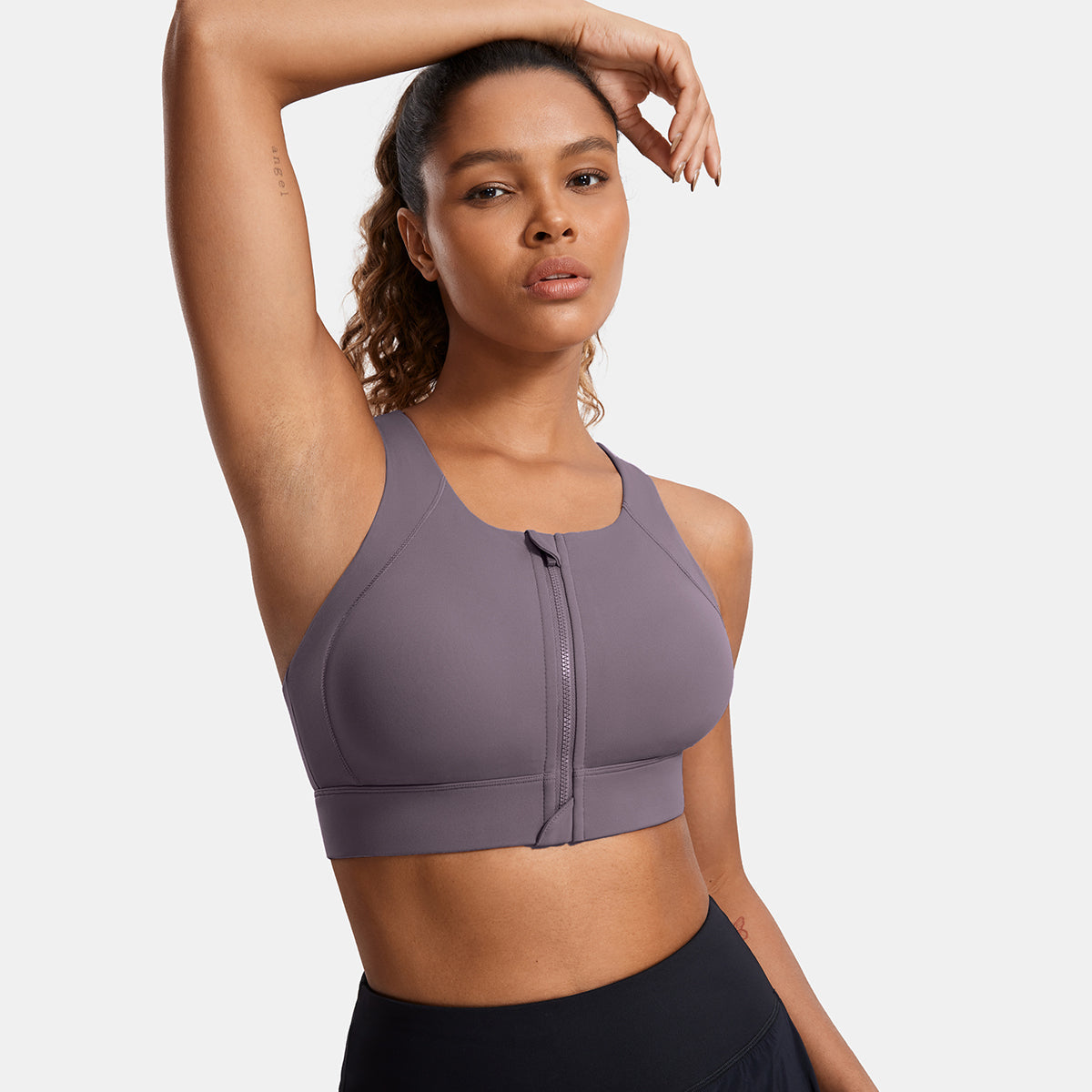 Power On Zip Front Racerback High Impact Sports Bra-4
