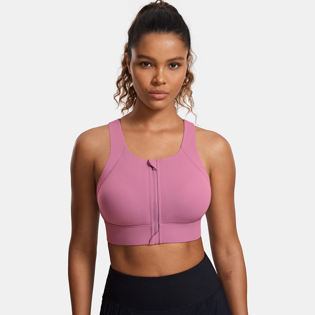 Power On Zip Front Racerback High Impact Sports Bra-5
