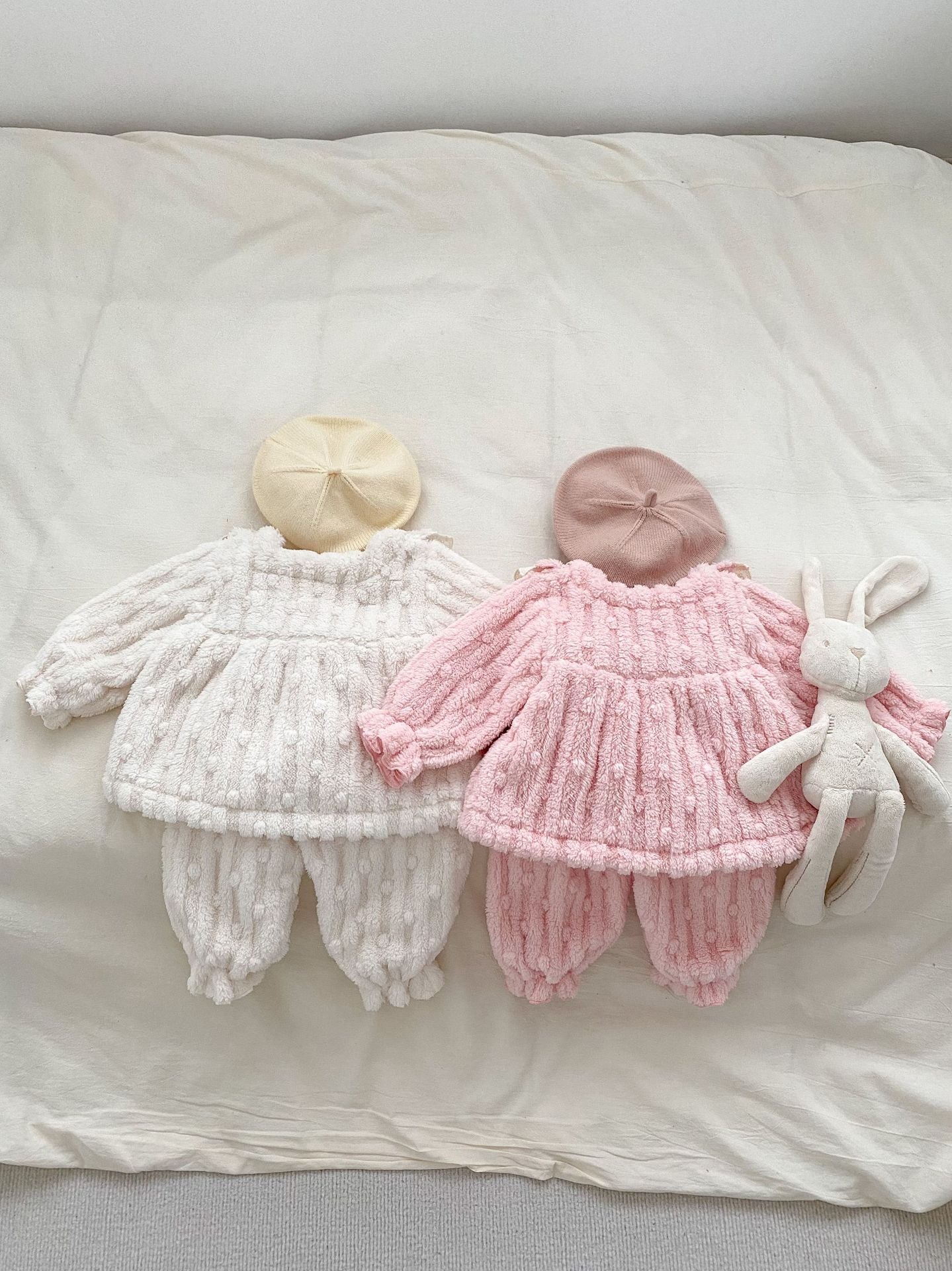 Winter Baby Mädchen Dickes Thermokleid mit langen Ärmeln, zweiteiliges Set aus Pullover und Hose, Design aus Pullover und Hose