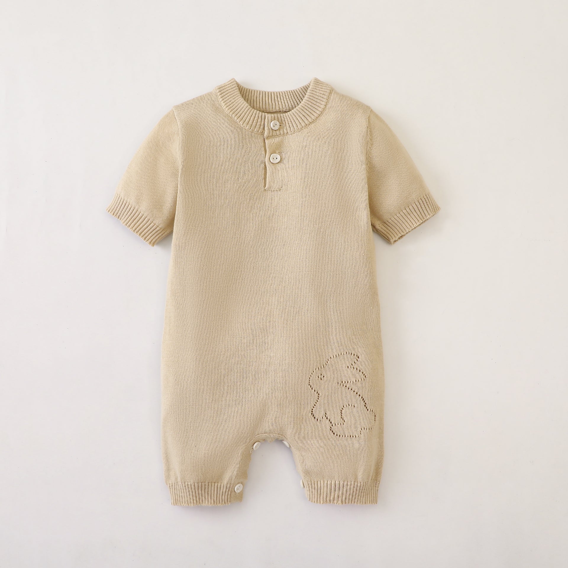 Baby Unisex 100% Cotton Knitting Romper With Hollow-Out Rabbit Design In Summer Outfit