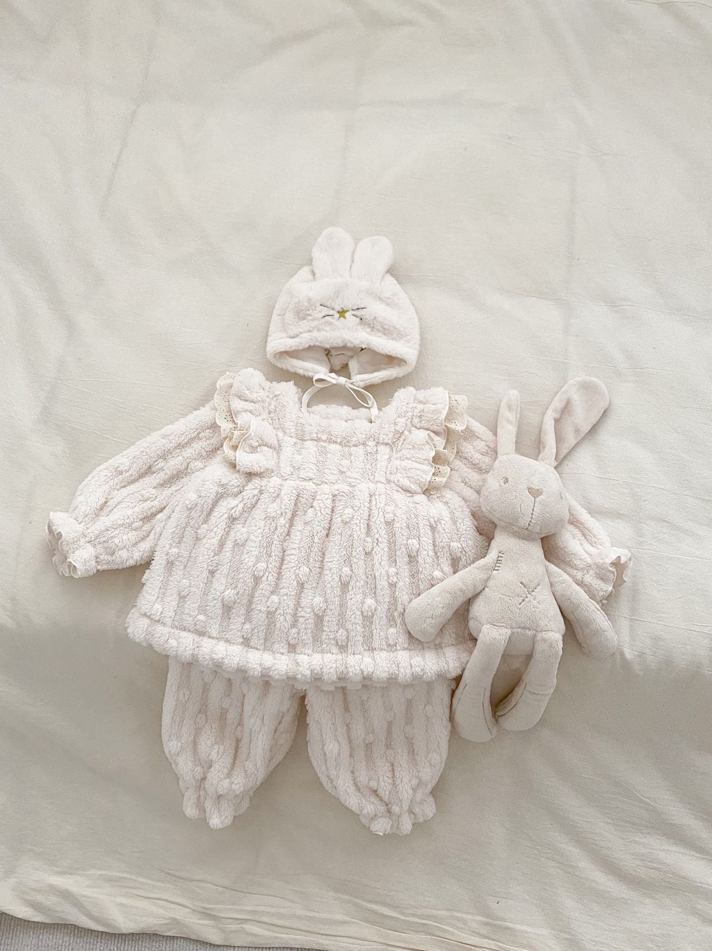 Winter Baby Mädchen Dickes Thermokleid mit langen Ärmeln, zweiteiliges Set aus Pullover und Hose, Design aus Pullover und Hose