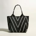 Retro Chevron Black Canvas Tote Bag-0