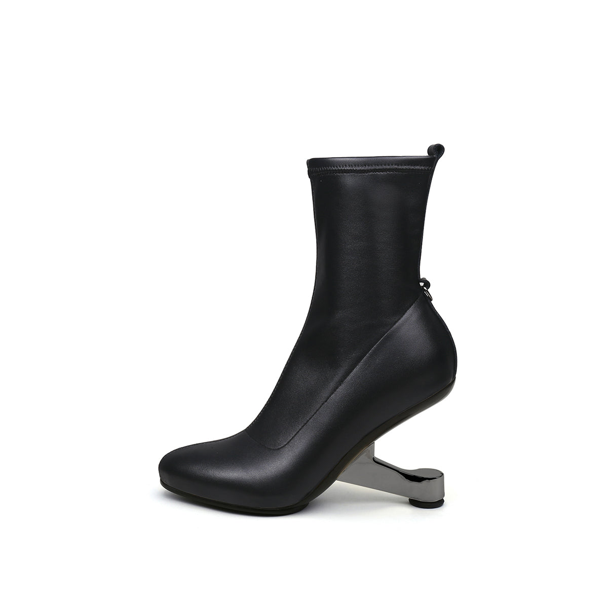 Round Toe Classic Black Leather Boots-0