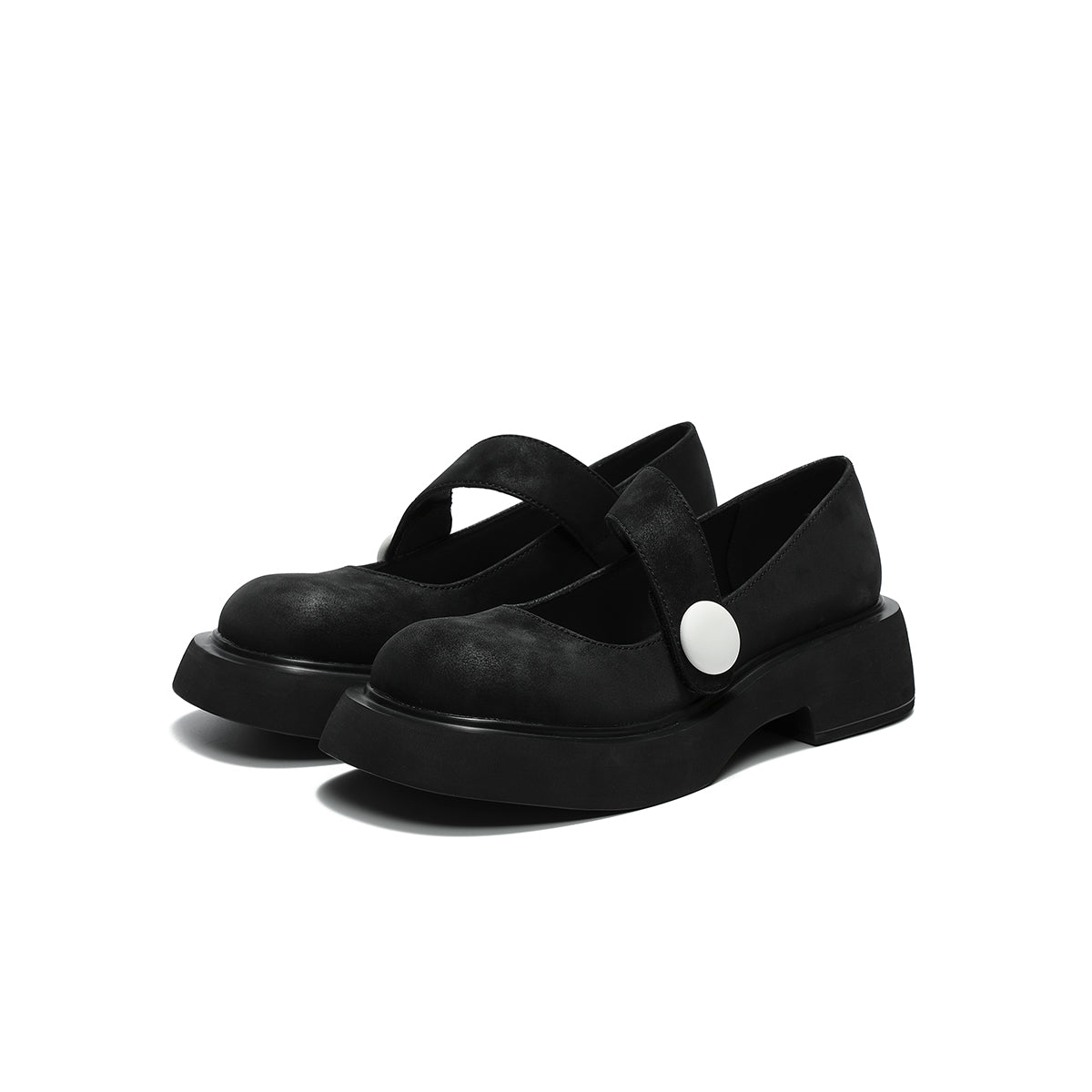 Round-Toe Low-Cut Platform Mary Jane Shoes-1
