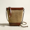 Rustic Rattan Brown Bucket Bag-0