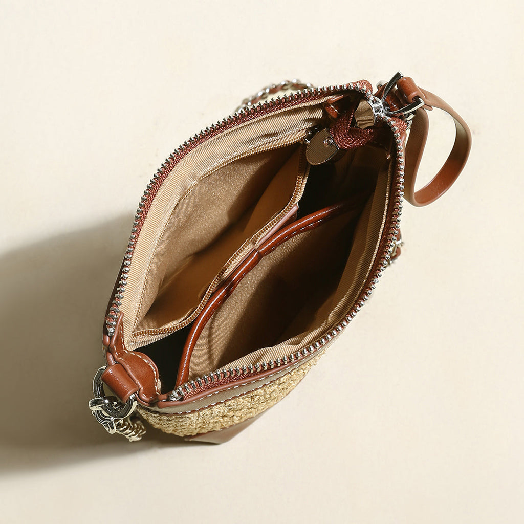 Rustic Rattan Brown Bucket Bag-2