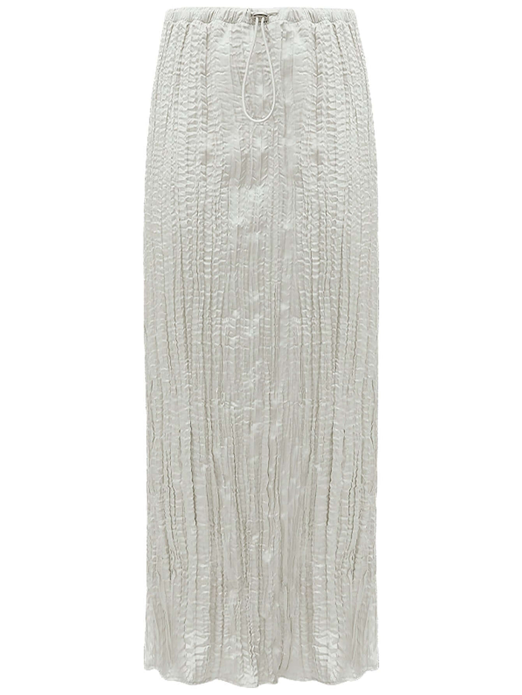 Satin Champagne Pleated Flowing A-Line Skirt-3