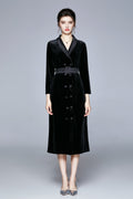 Seductive French Velvet Coat Dress-0