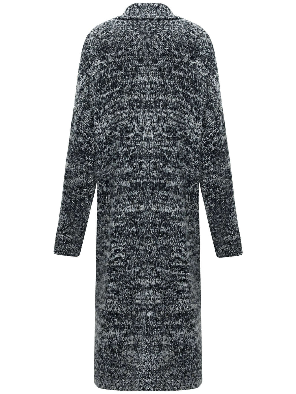 Shawl Collar Long Knitted Cardigan in Charcoal-4