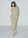 Shawl Neck Bamboo Jacquard Knit Maxi Dress-0