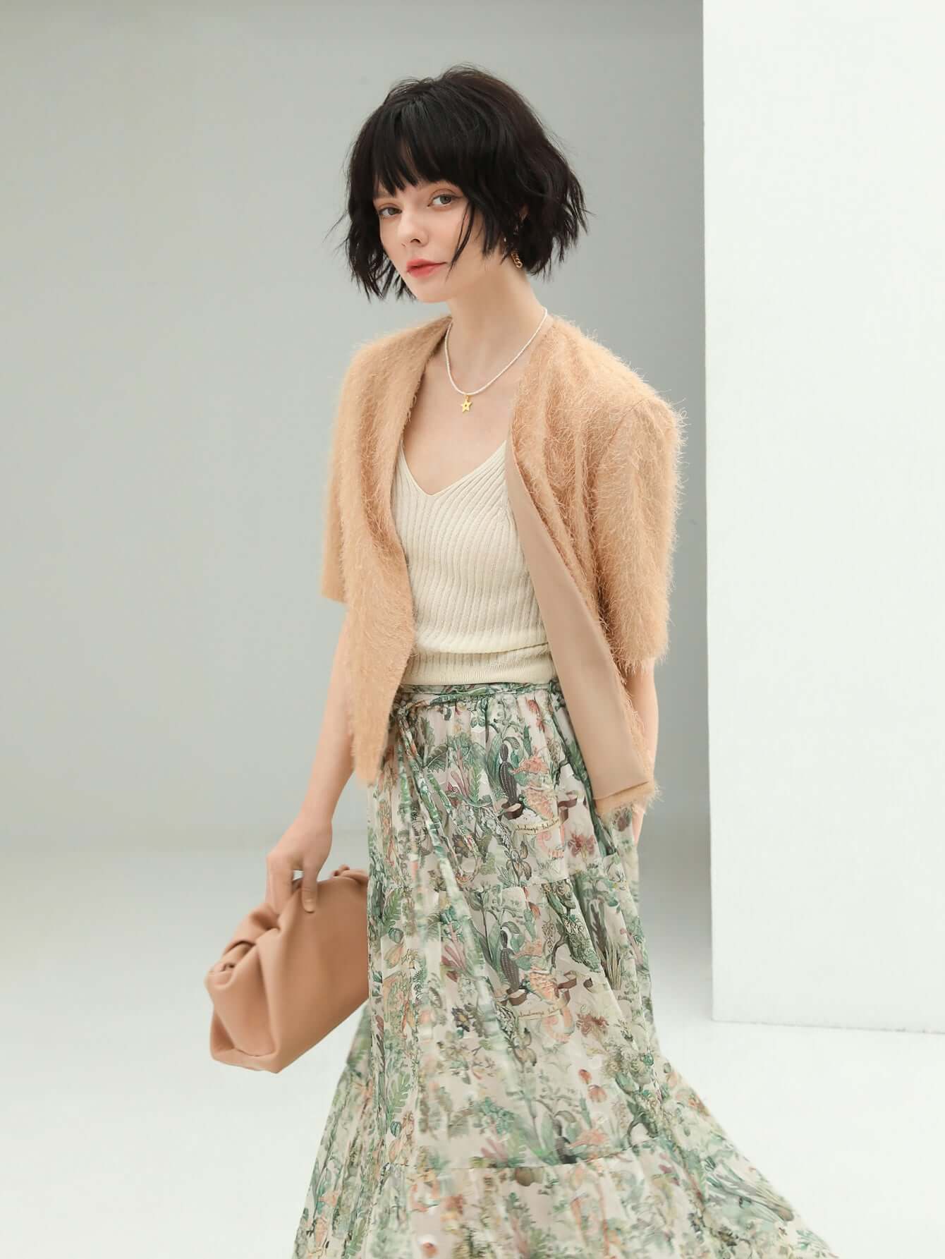 Shimmering Orange Collarless Blazer-0