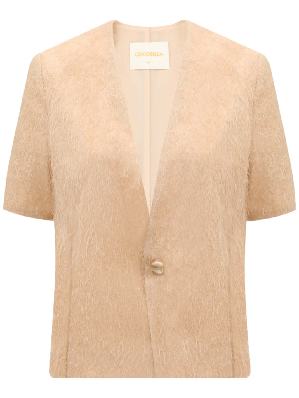 Shimmering Orange Collarless Blazer-3