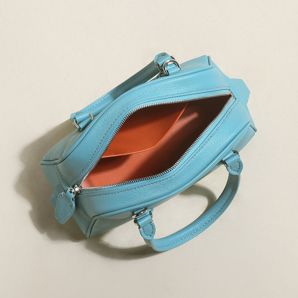 Simple Leather Bowling Bag-2