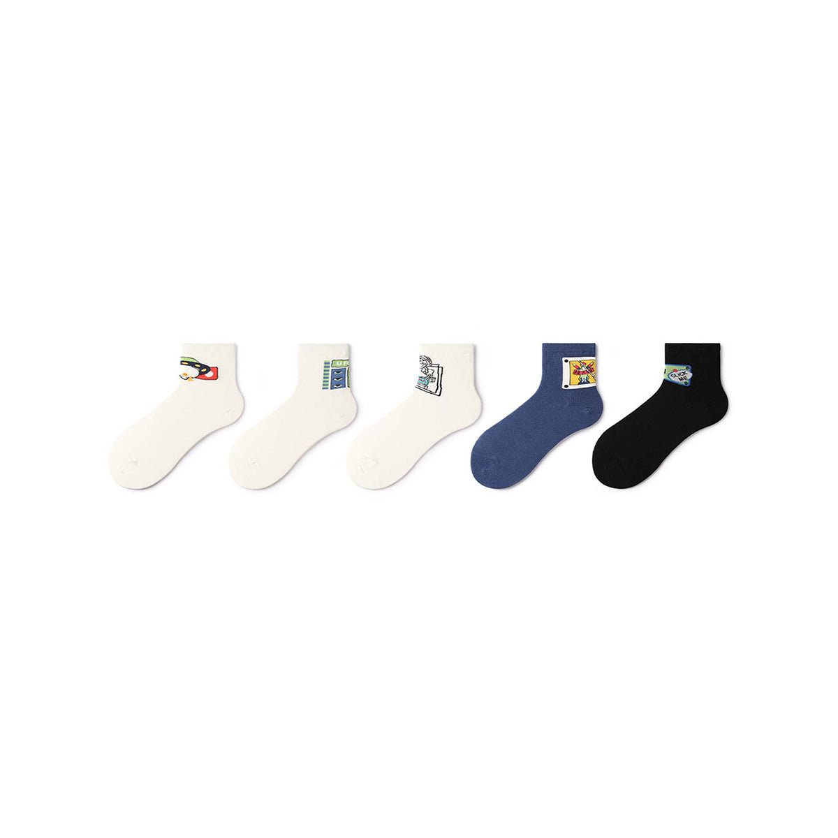 Skateboard Illustrations Summer Unisex 5pcs Low Cut Socks Set-0