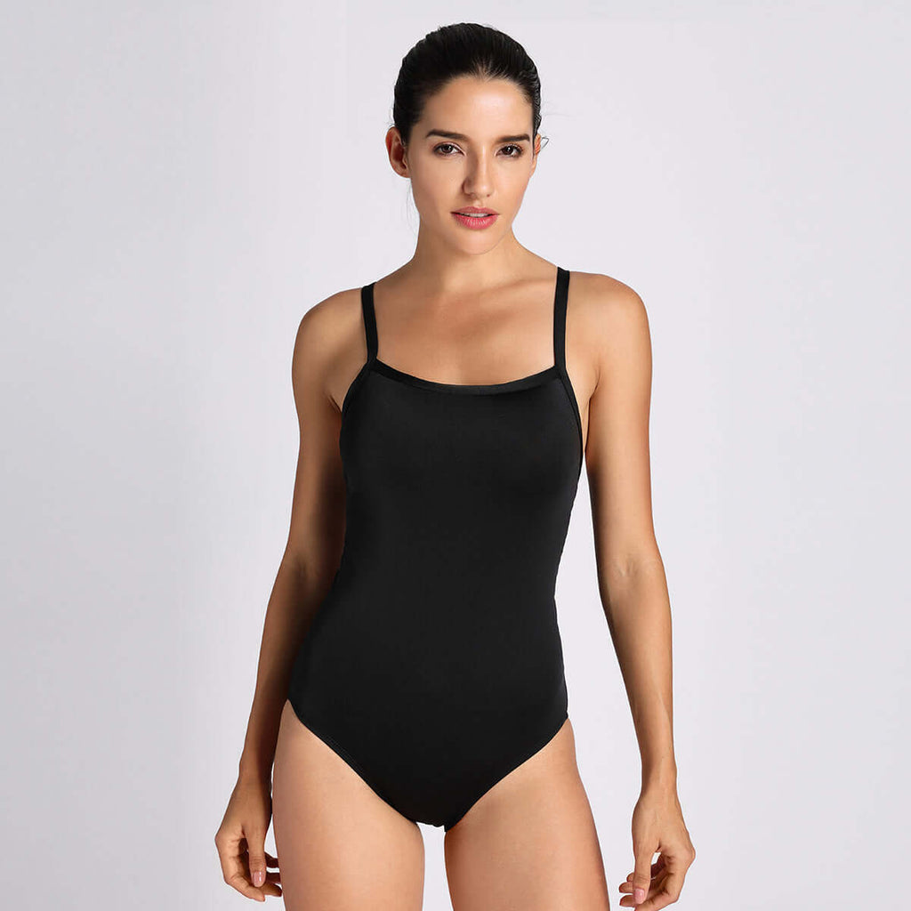 Sleek Solid Elite Training Athletic One Piece Swimsuit-0