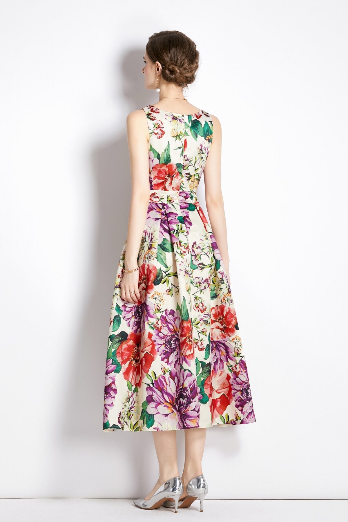 Sleeveless High Waist Structured A Line Dress