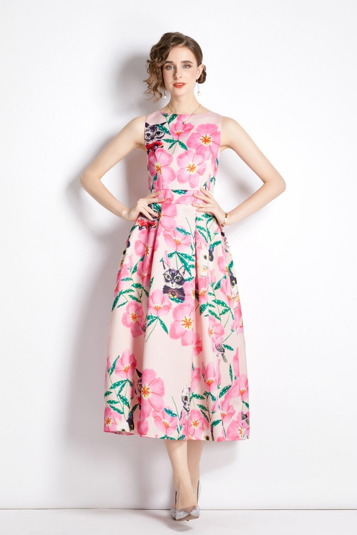 Sleeveless Structured Tailoring High Waisted Dress