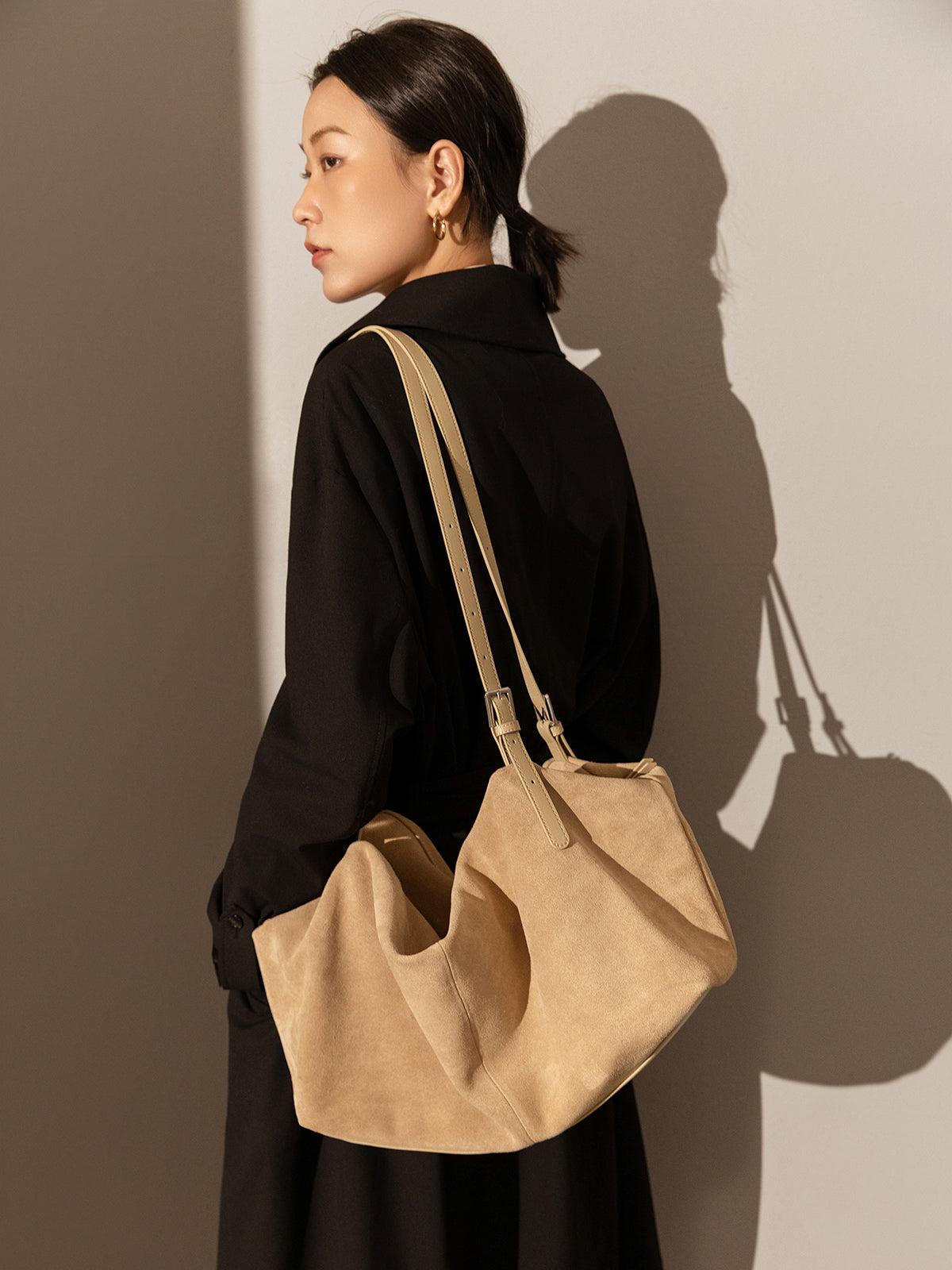 Slouchy Suede Leather Shoulder Bag-1