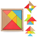 Small Tangram Colored Wooden Building Blocks Shape Cognitive Jigsaw Puzzle Educational Toy