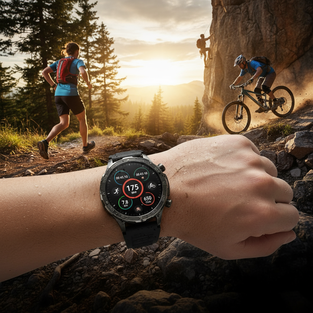 Smartklocka - Bluetooth-samtal, AMOLED HD-skärm, Pulsmätare, NFC, IP68 Vattentät, GPS