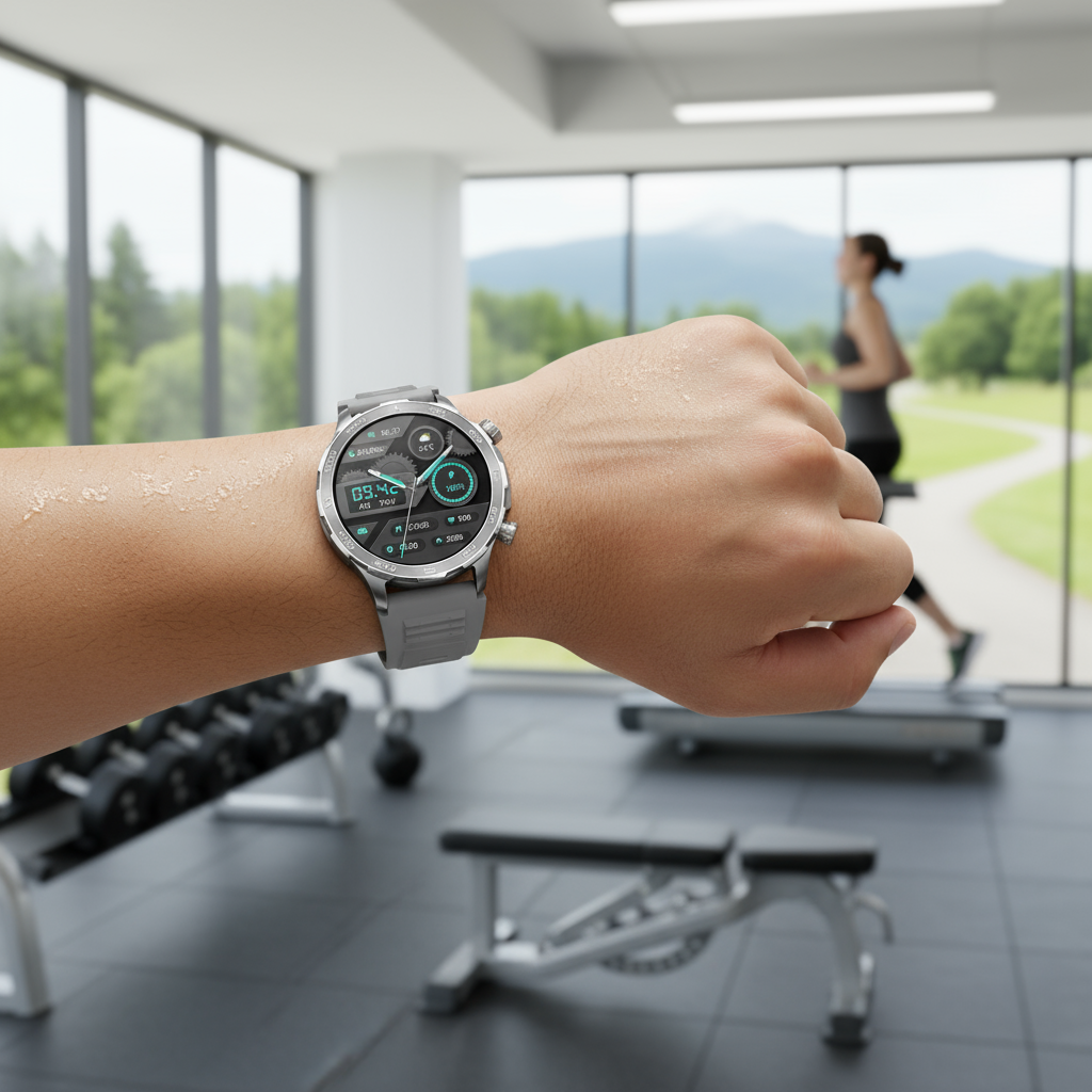 Smartklocka - Bluetooth-samtal, AMOLED HD-skärm, Pulsmätare, NFC, IP68 Vattentät, GPS