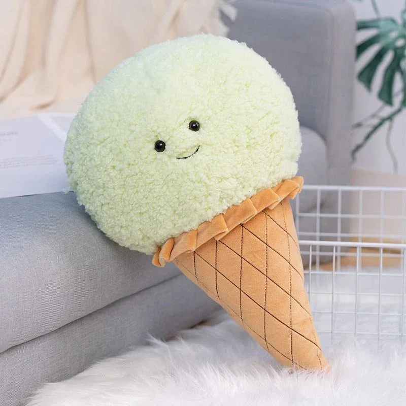 Smiling Ice Cream Cone Pillow Plush Toy