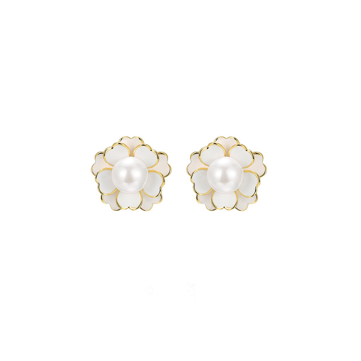 Snowy Camellia White Earrings-0