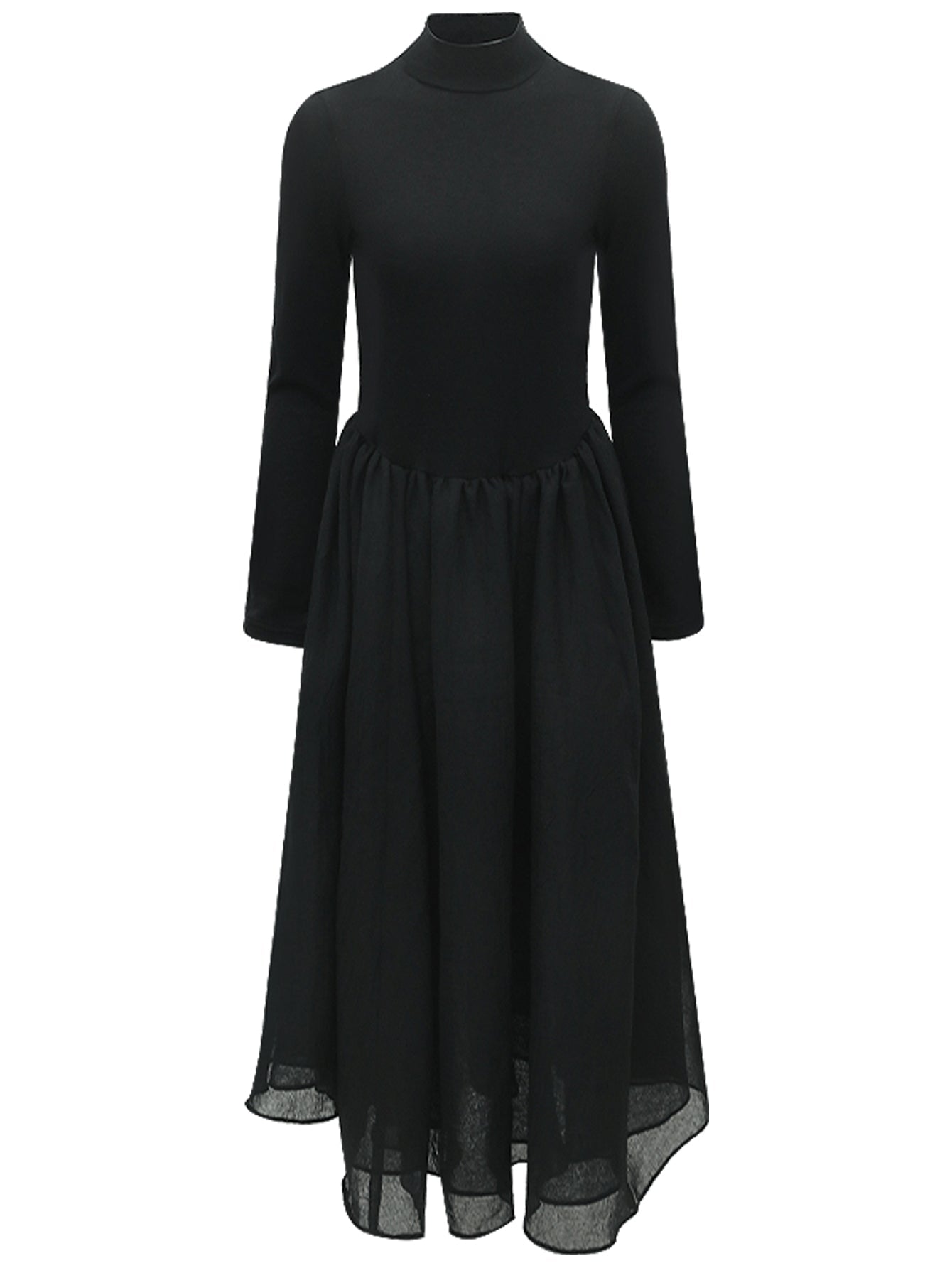 Solid Black Pleated Maxi Dress-3