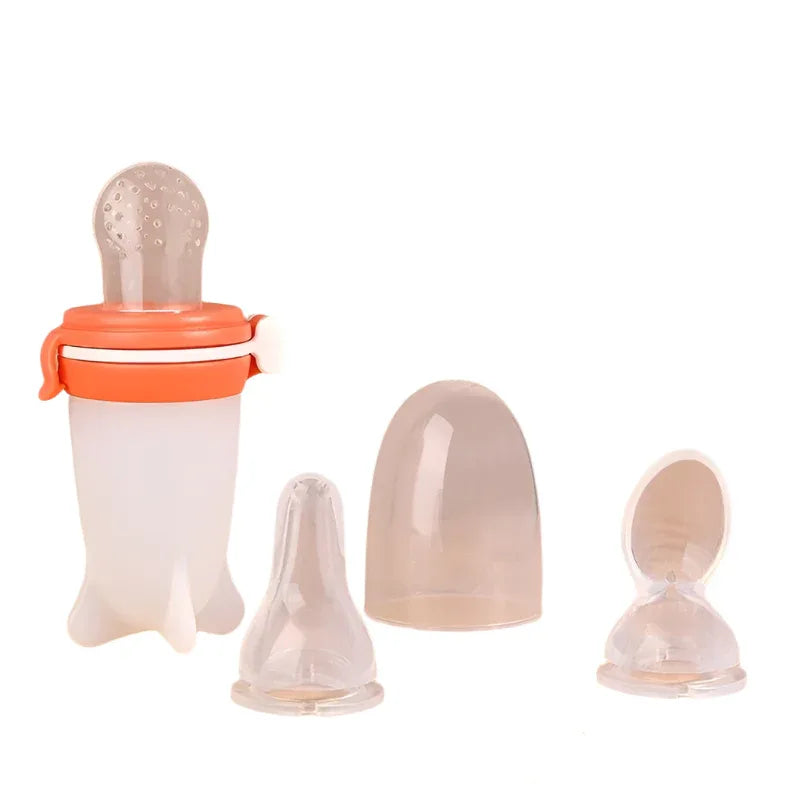 Solid Silicone Squeeze Feeding Milk Bottle