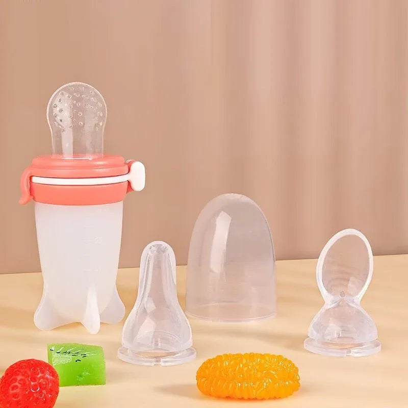 Solid Silicone Squeeze Feeding Milk Bottle