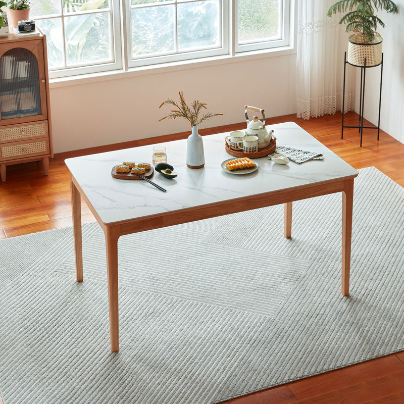 Solid Wood and Slate Dining Table-0