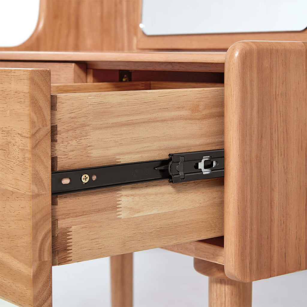 Solid Wood Dressing Table with White Stool Set-4