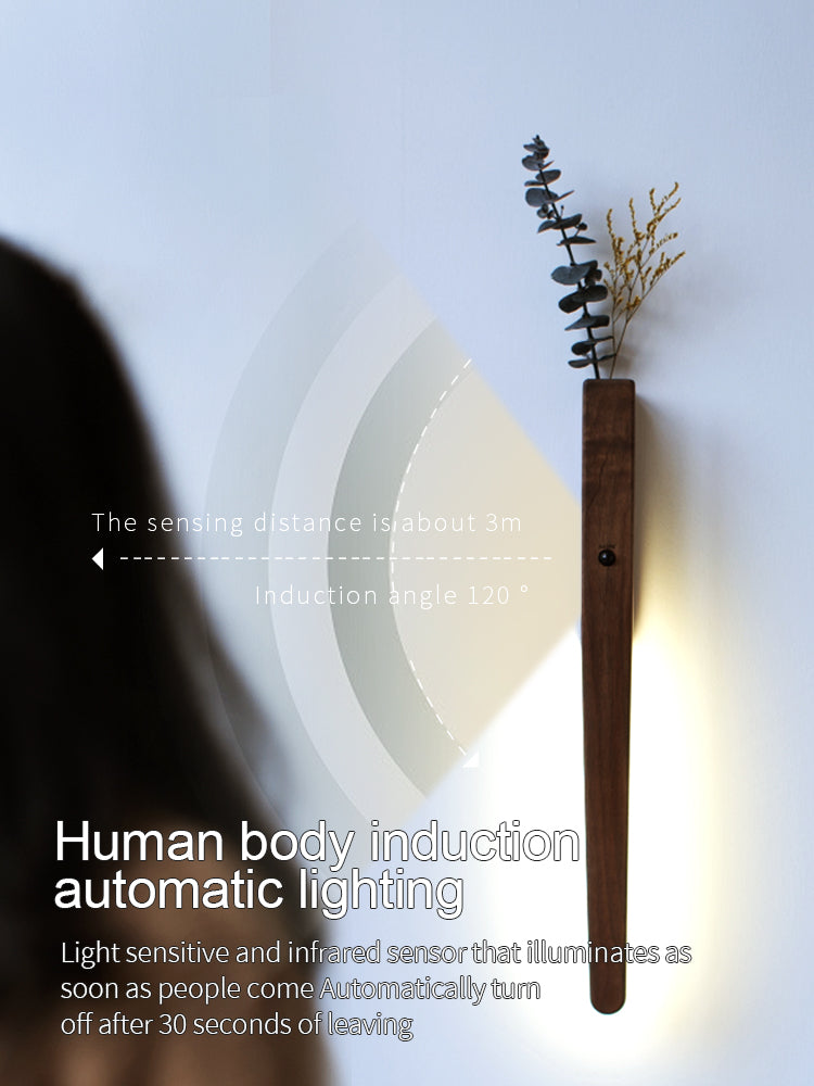 Solid Wood Wall Mount Sconce Vase Touch Switch Light-4