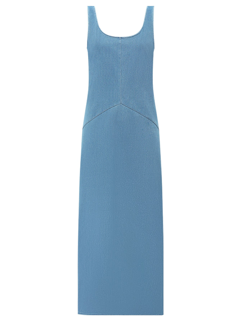 Sporty Scoop Neck Blue Denim Tank Dress-3