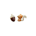 Squirrel Pinecone Gold Earrings-0