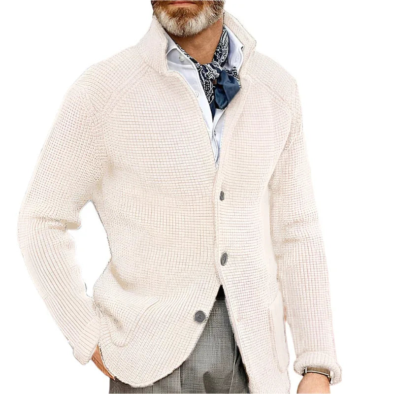 Stand Up Collar Cardigan Men Knitted Sweaters