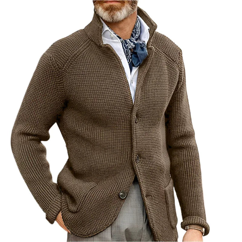 Stand Up Collar Cardigan Men Knitted Sweaters