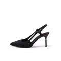 Suede Cap Classic Slingback Kitten Pumps-0