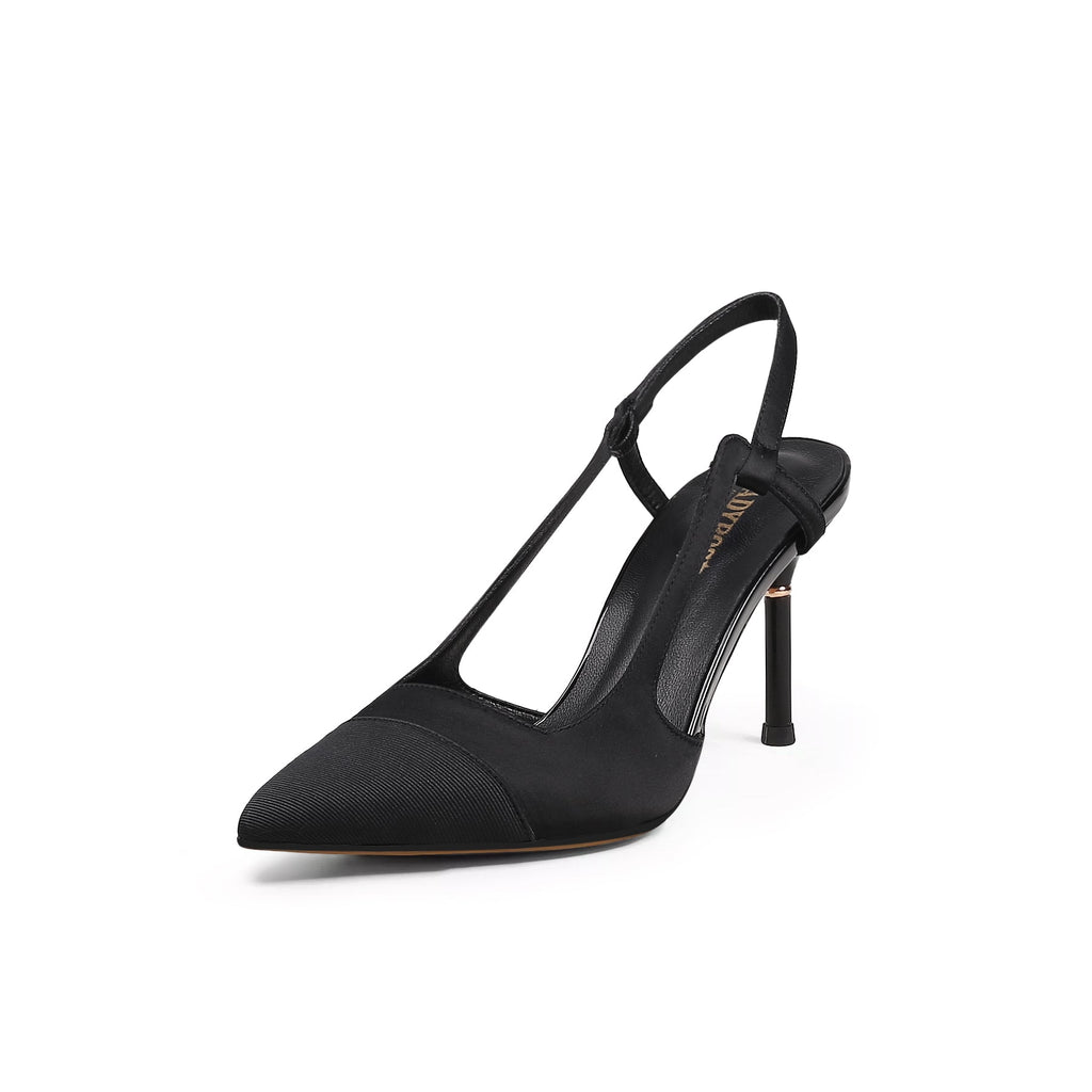 Suede Cap Classic Slingback Kitten Pumps-1