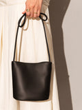 Thin Strap Waterproof Leather Bucket Bag-0
