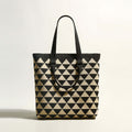 Triangle Checkered Khaki Canvas Tote Bag