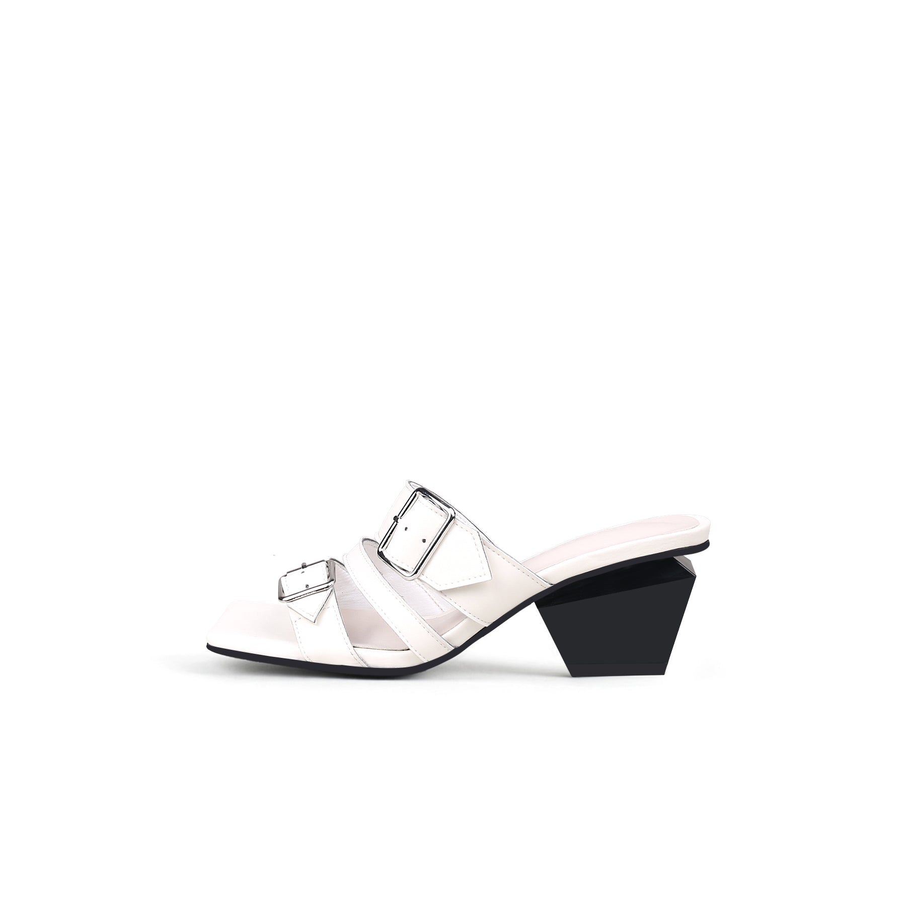 Triple Strap Heeled Mules-5